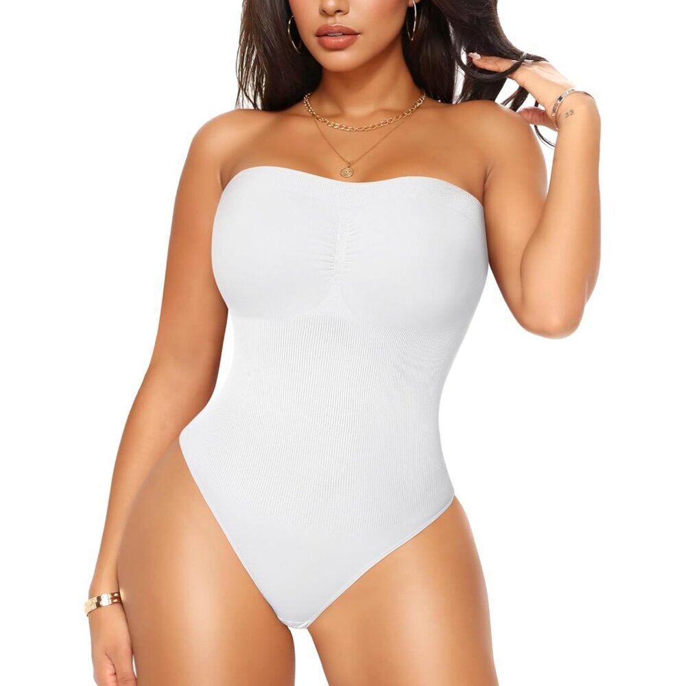 Women Strapless Shapewear Bodysuit Tummy Control Thong Body Shaper